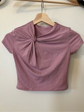 Lululemon crop Knot-Front Short Sleeve Top - Dusty Mauve